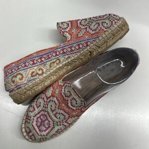 Manebi Ibiza Espadrille Shoe Cross Stitch Floral Colorful Slip On Shoes Size 37